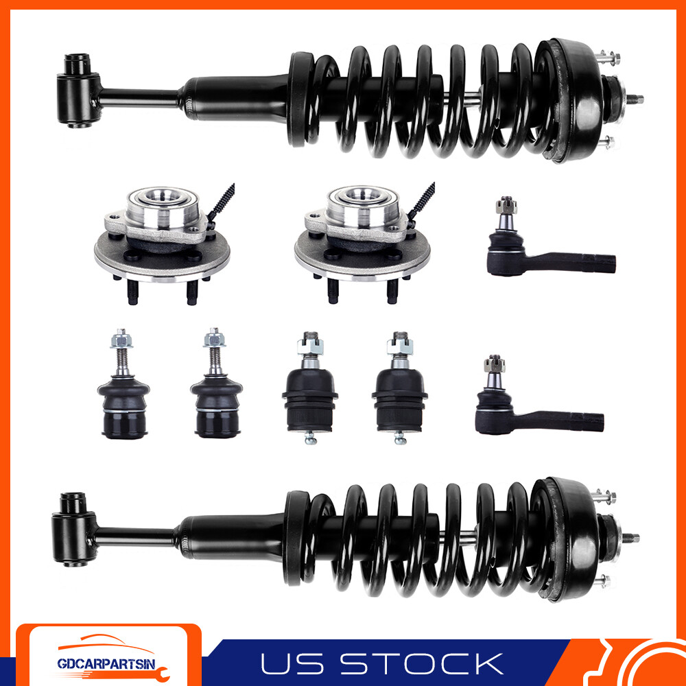 2002-03 Explorer Mountaineer Front Complete Struts Wheel Bearing Tie Rod Kit  