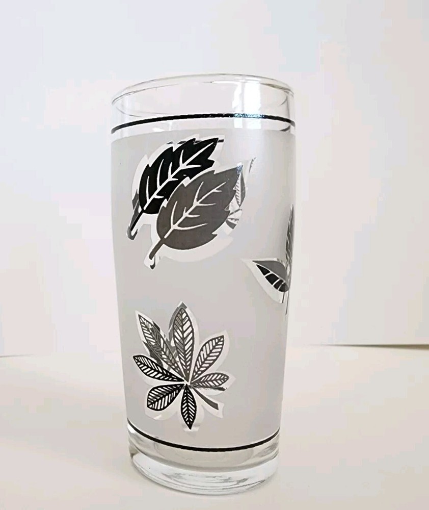 Vintage Libbey Glass Silver Leaf Frosted 4 In Tall