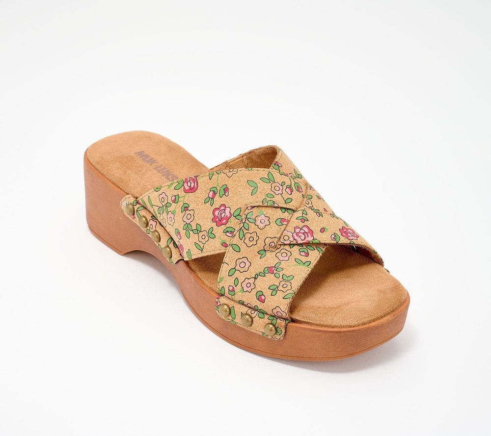 MUK LUKS Women's Sz 8 Criss-Cross Slide Sandals Multi-colored A701772