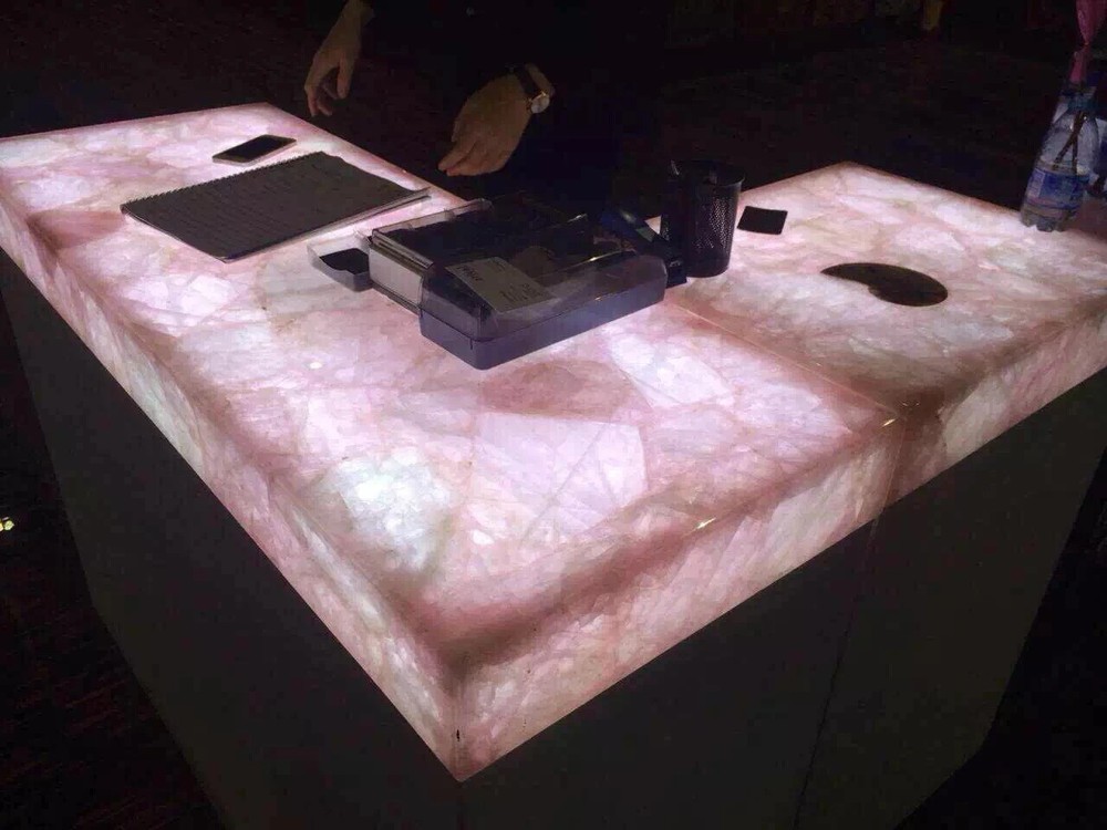 Pink Rose Quartz Counter Slab Desk Top Handmade Interior Black Friday Deal