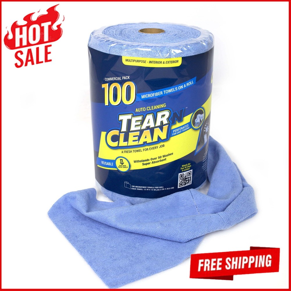 100 Pack Heavy-Duty Microfiber Towel Rolls for Cars Workshop Home Cleaning