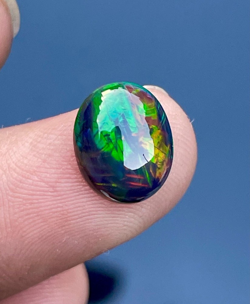 Natural Ethiopian Multi Fire Black Opal Cabochon 3.5 Ct Loose Gemstone Certified
