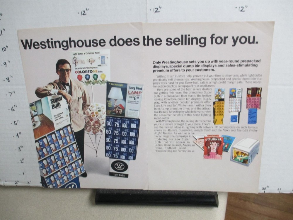 magazine ad 1969 WESTINGHOUSE light bulbs store display story book lamp premium