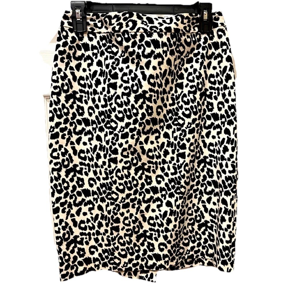Ann Taylor Skirt Women Sz 4 Knee Length Leopard Animal Print Zipper Career  EUC