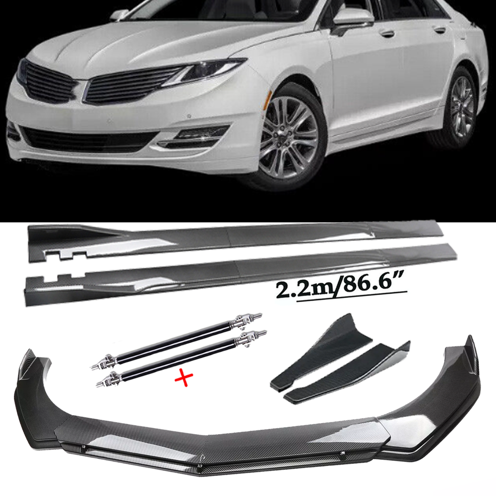 Carbon Fiber Front Bumper Lip Spoiler For Lincoln MKZ Body Kits Side Skirt