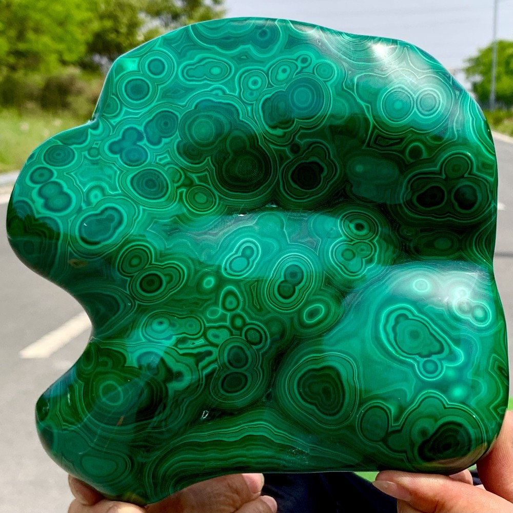 5.51LB Natural glossy Malachite transparent cluster rough mineral sample