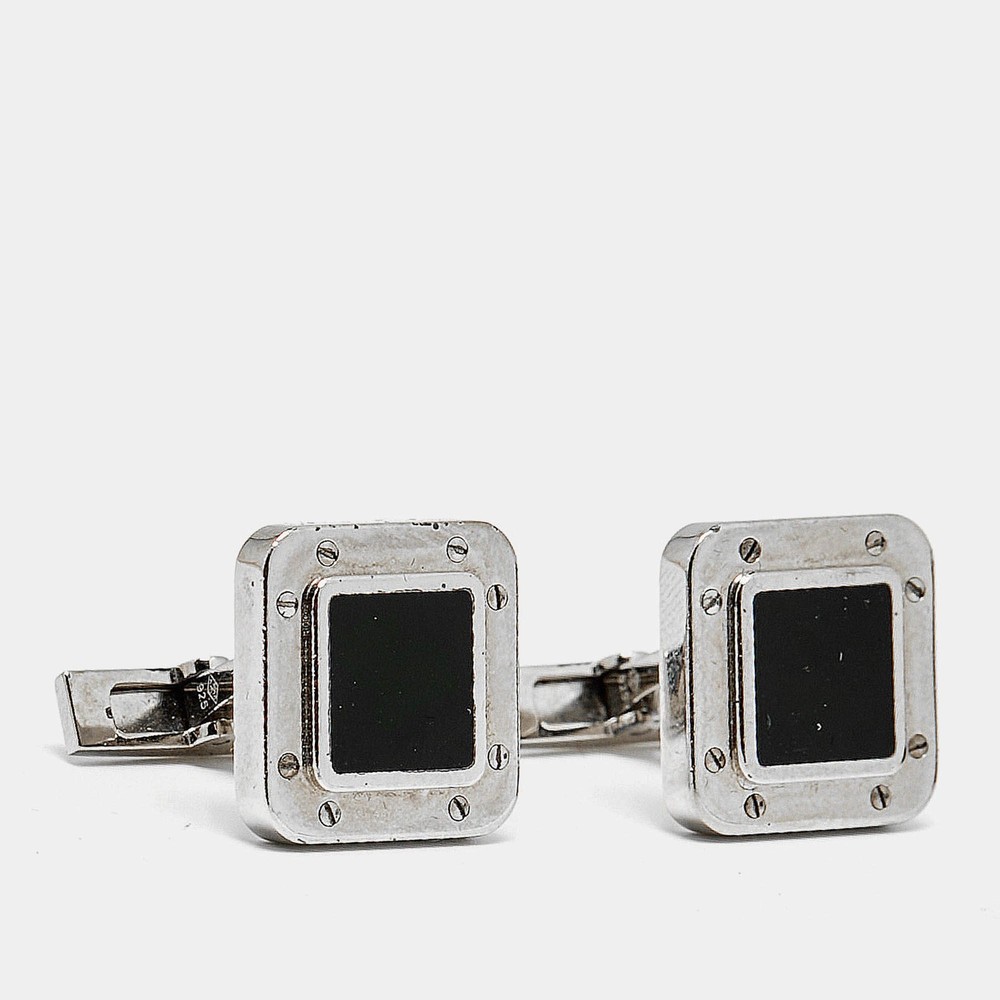 Cartier Santos de Cartier Lacquer Sterling Silver Cufflinks