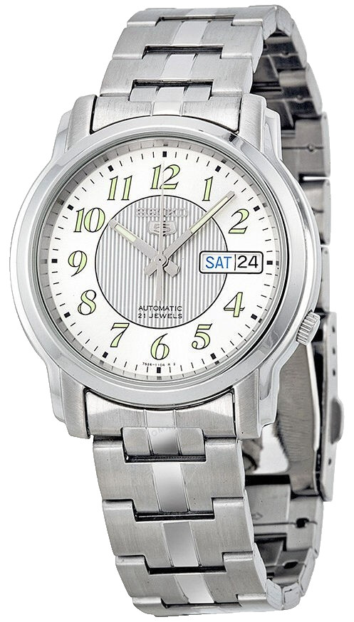 Seiko 5 Automatic Silver Arabic Dial Stainless Steel Gent's Watch Rare