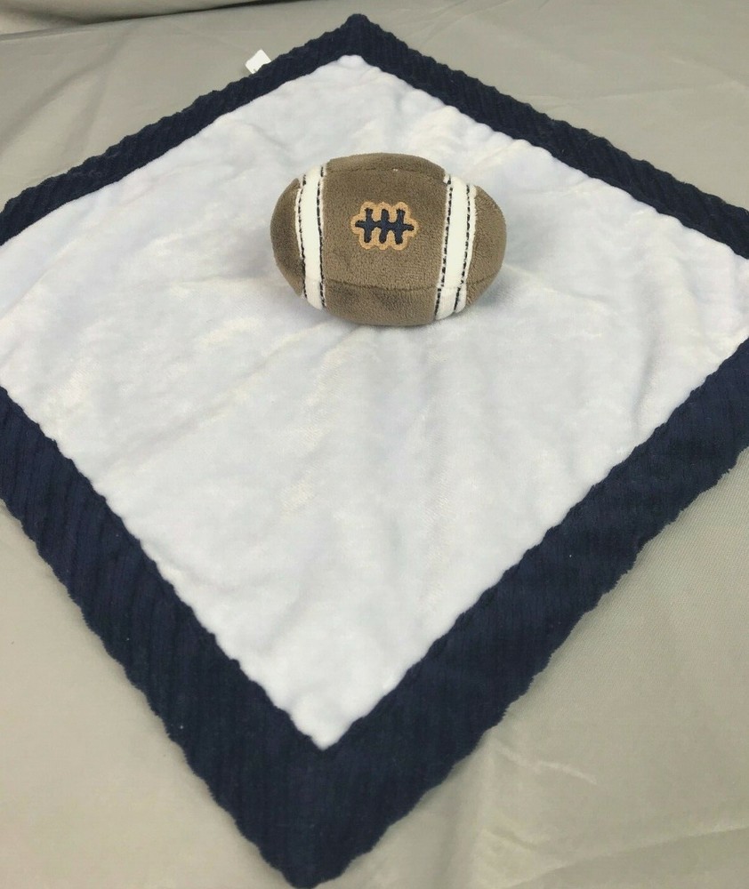 Carters Navy Blue Brown Football Security Blanket Lovey for Kids 2011 Collection