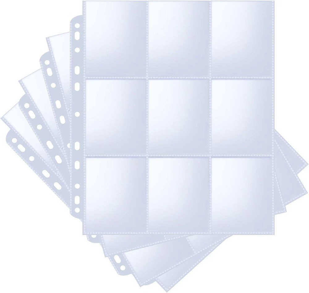 36-Pack 9-Pocket Trading Card Sleeve Pages for Sports & Game Cards Binder Sheets