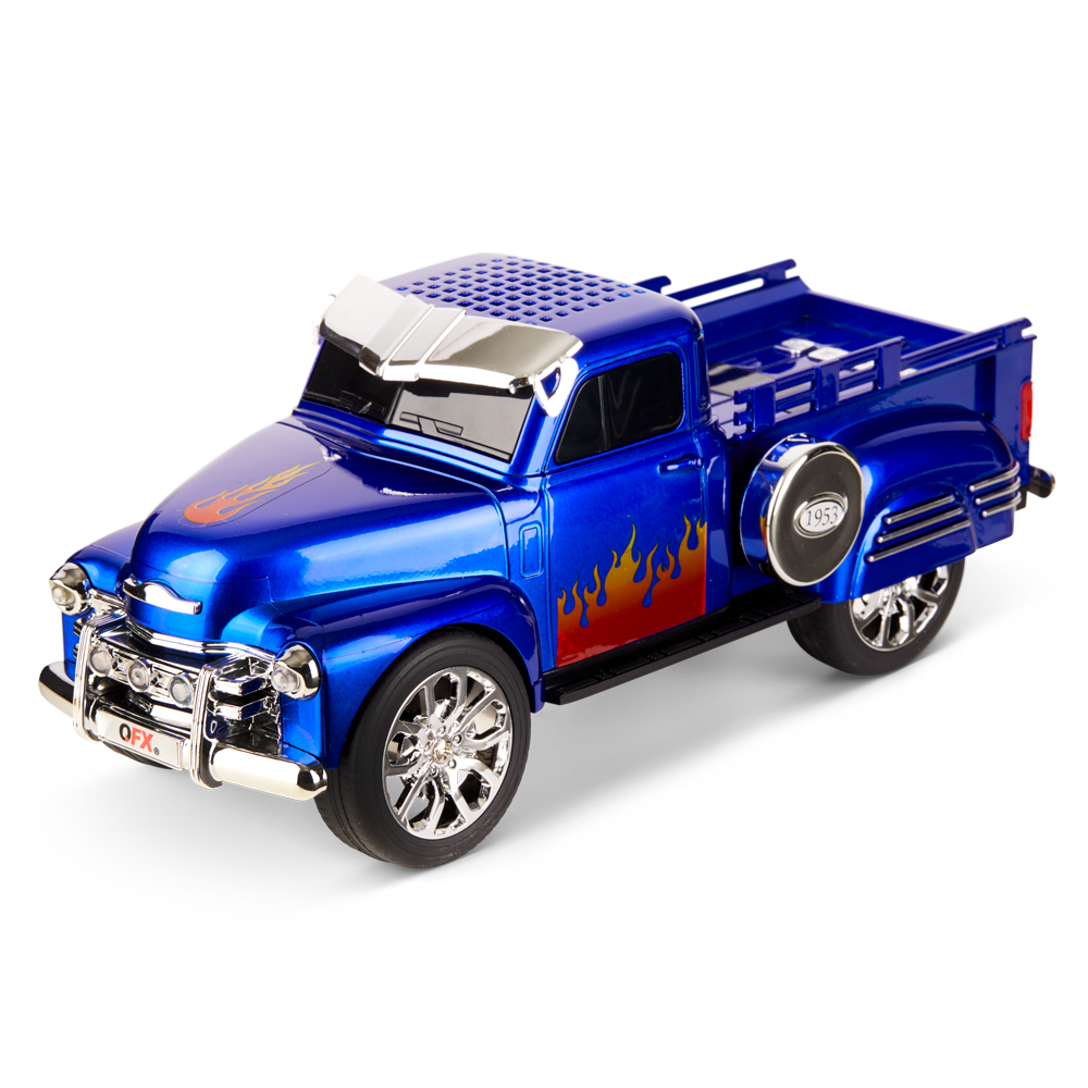Blue QFX Rechargeable Stereo Bluetooth LED Speaker with Classic Truck Design