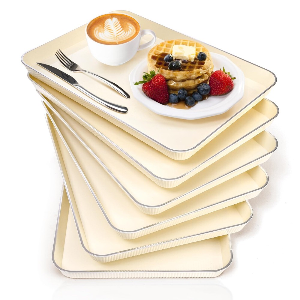 ZOOFOX 6-Pack 14x10 Inch Plastic Fast Food Trays for Cafeteria Restaurants Schools  