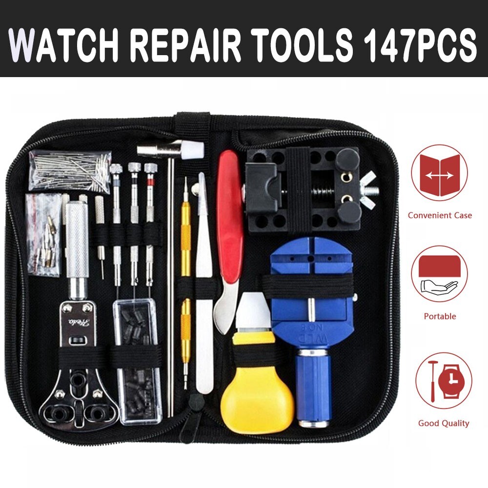147 pcs Watch Repair Kit Watchmaker Back Case Remover Opener Link Pin Spring Bar