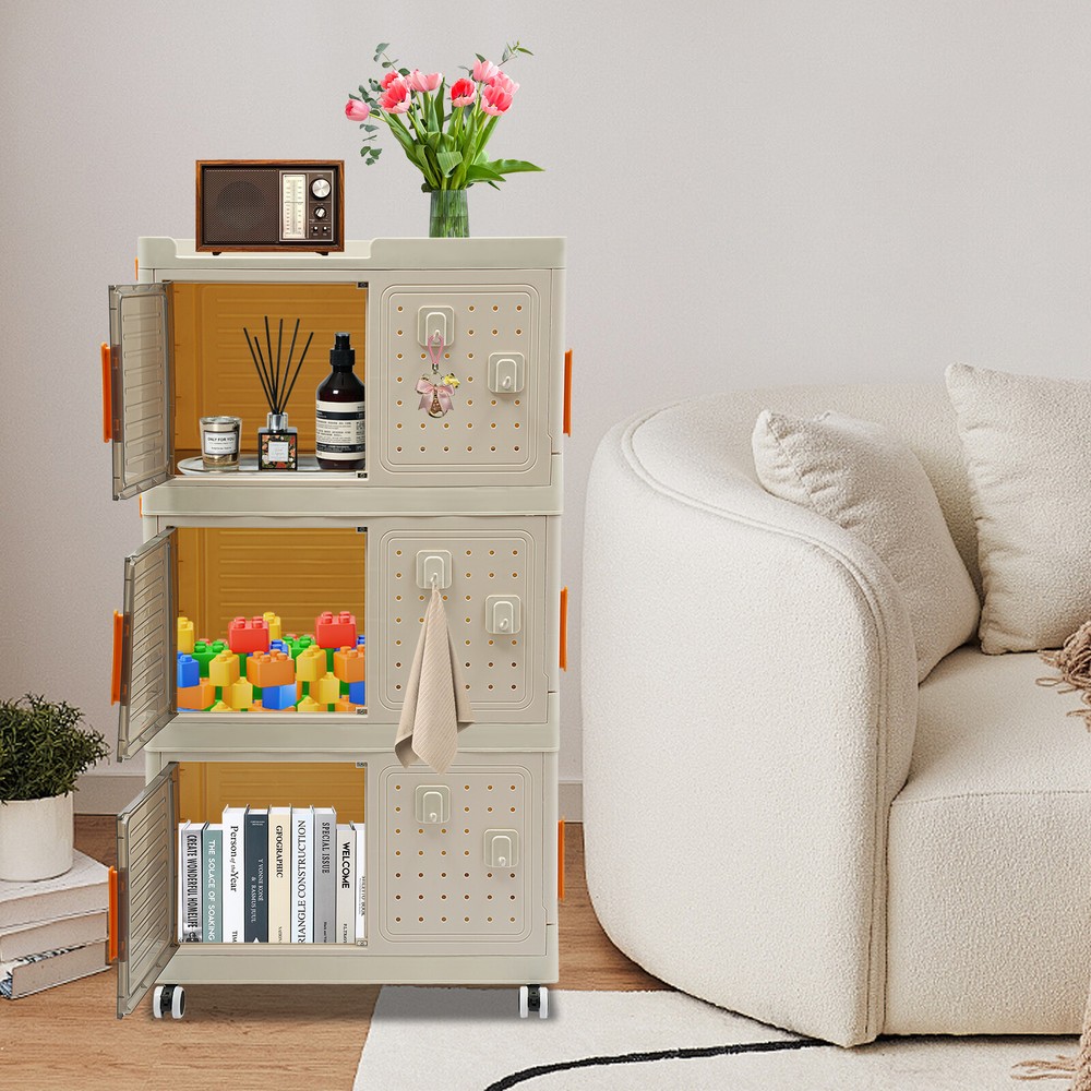 3-Tier Freestanding Storage Cabinet for Bathroom or Kitchen Pantry Organization  