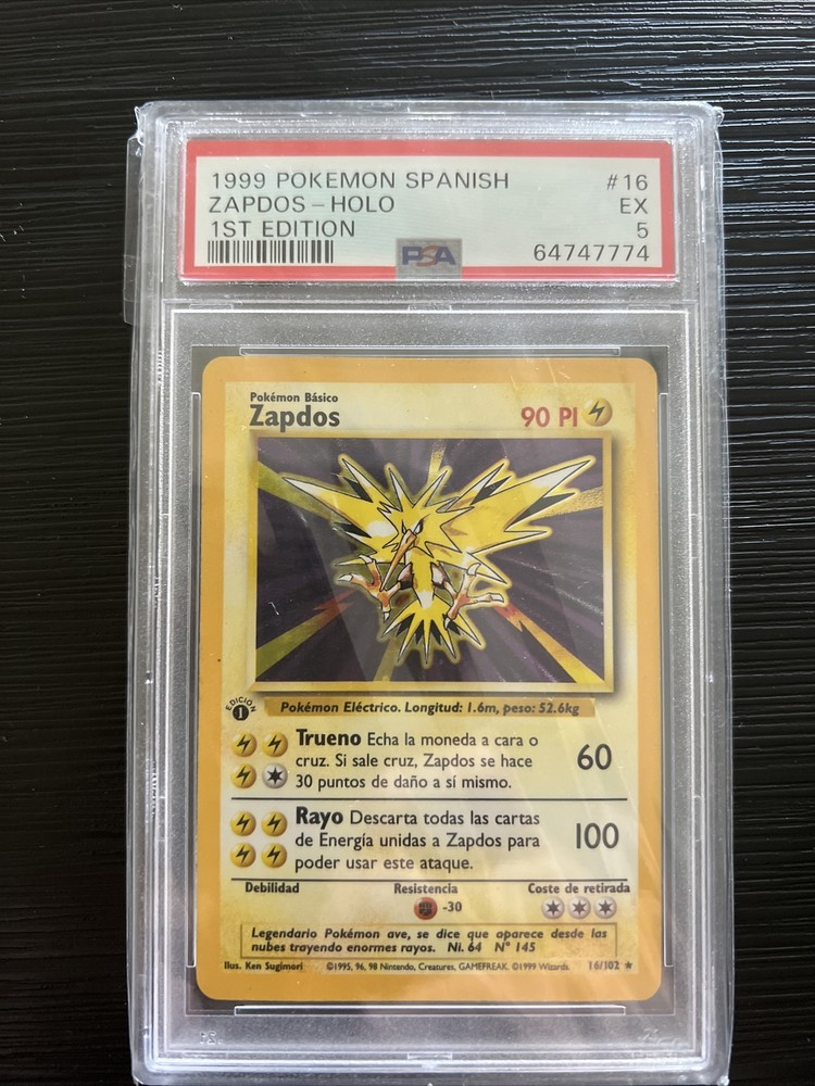 1999 Pokemon Spanish Zapdos Holo Rare EX 1st Edition 16/102 PSA 5 Pop 2 !!