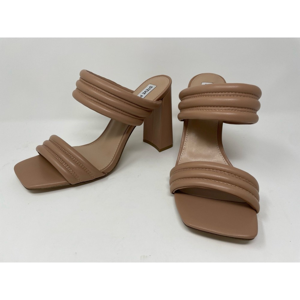 Steve Madden Tahini Nude Puff Strap Heel Sandal Square Toe Size 10M
