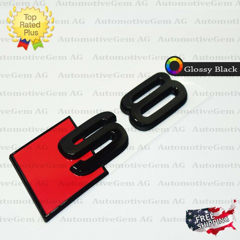 For Audi S8 Emblem GLOSS BLACK Rear Trunk Lid Letter Badge S Line Logo Nameplate