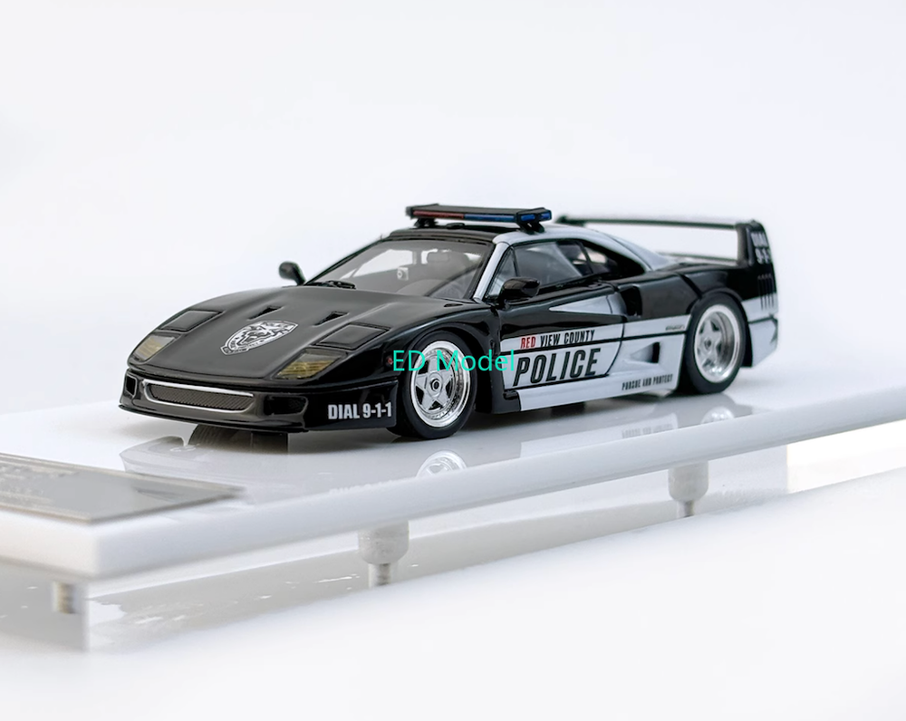 BN MY64 1:64 NFS Black F40 RCPD Patrol Police Sports Model Diecast Resin Car
