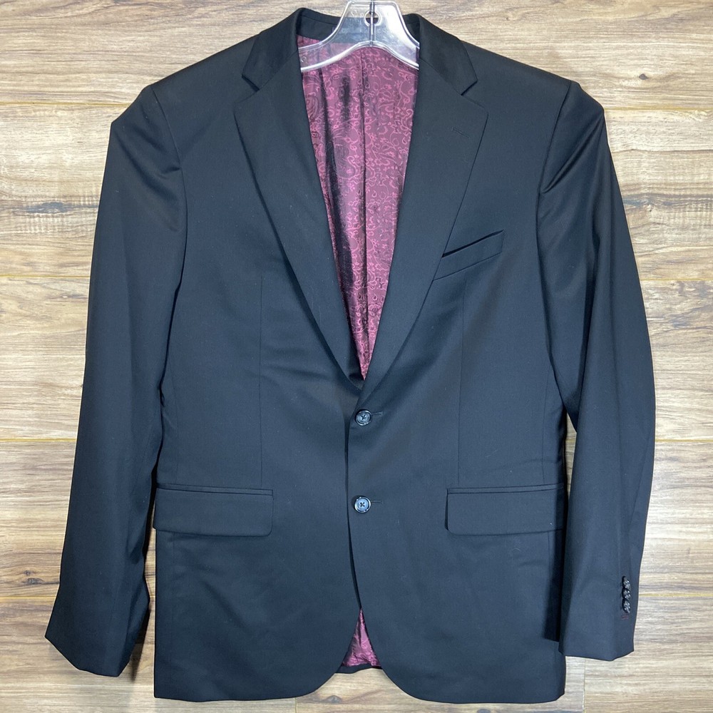 Klein Epstein & Parker Vitale Barberis Canonico Super 110s Black Blazer Sz 42