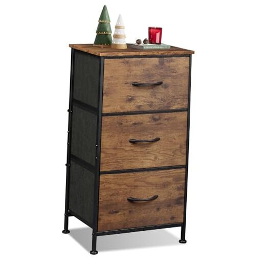 3-Drawer Fabric Dresser Nightstand with Storage Organizer