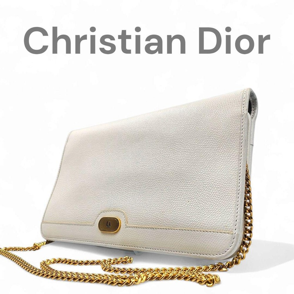 Christian Dior Shoulder Bag Clutch Honeycomb Genuine Leather