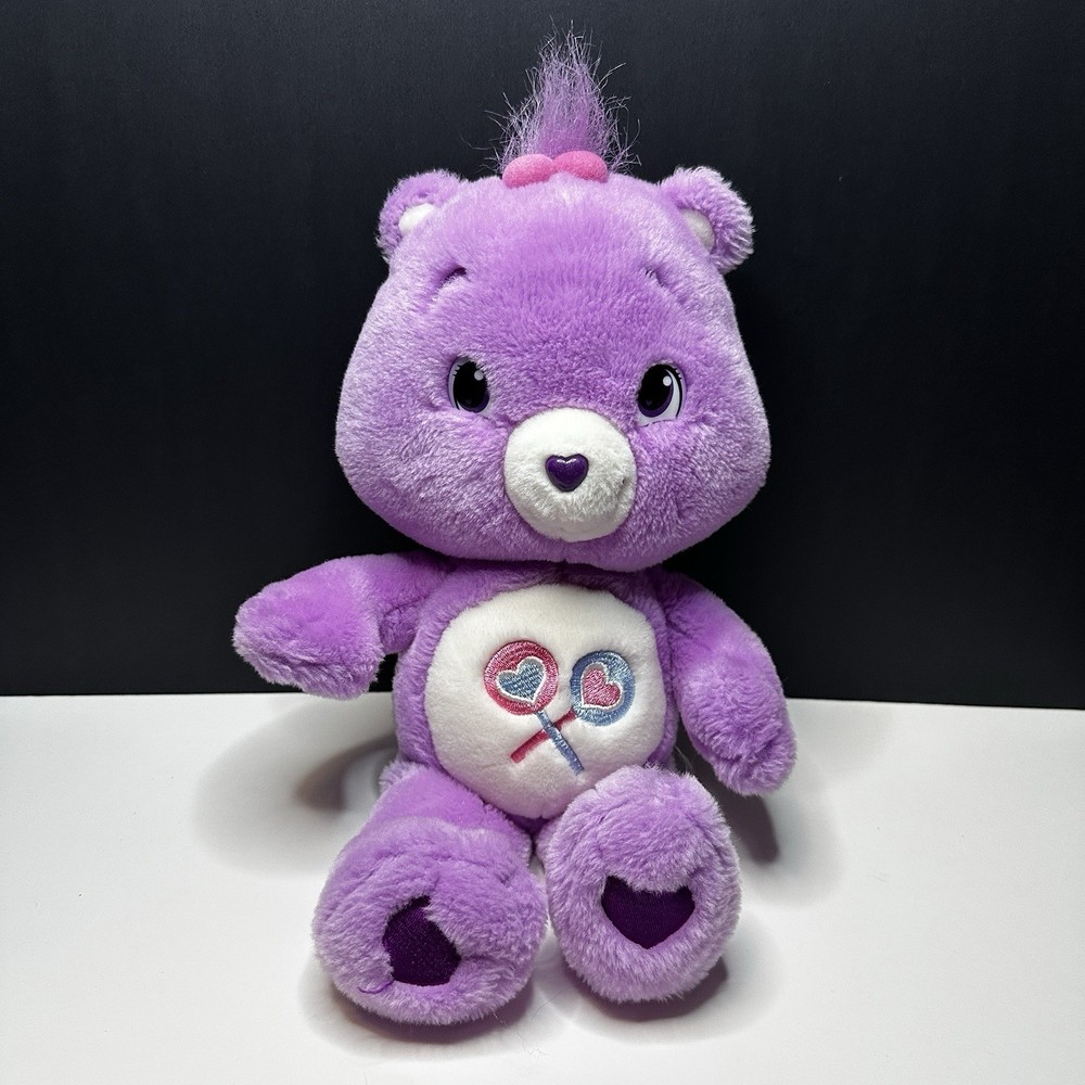 Care Bears 2007 Share Bear Purple Lollipops Stuffed Animal Plush Doll Toy 14