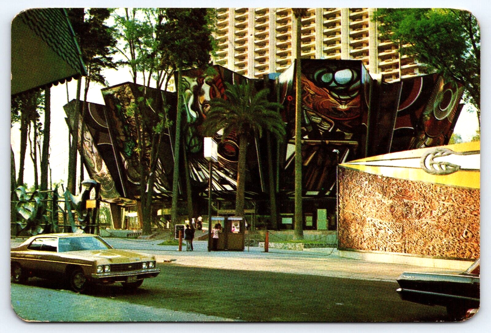 VINTAGE OLD ANTIQUE POSTCARD CAR MEXICO CULTURAL MUSEUM BUILDING MEXICO CITY