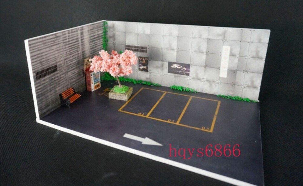 1:64 Car Model Diorama Parking Lot Corner Photo Background Display Scenery
