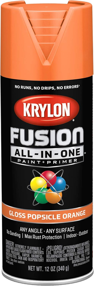 Fusion All-In-One 12 Oz Popsicle Orange Spray Paint for Indoor Outdoor Surfaces