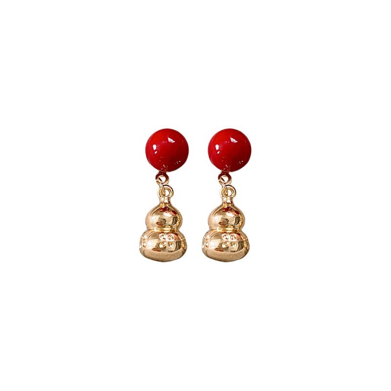 Anchora red round ball gourd pendant earrings