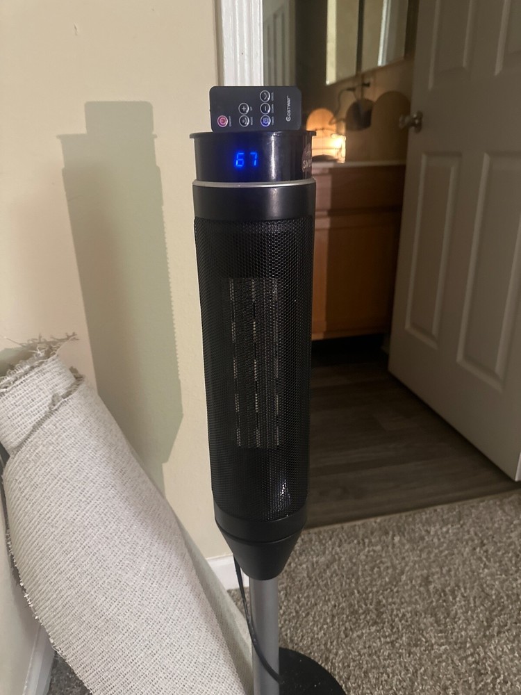 1500W Portable Oscillating Ceramic Pedestal Heater with Timer Remote Control