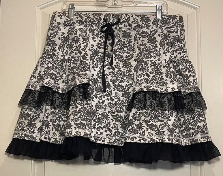 Betsy Johnson Black White Layered Tulle Skirt Women Size L Vintage
