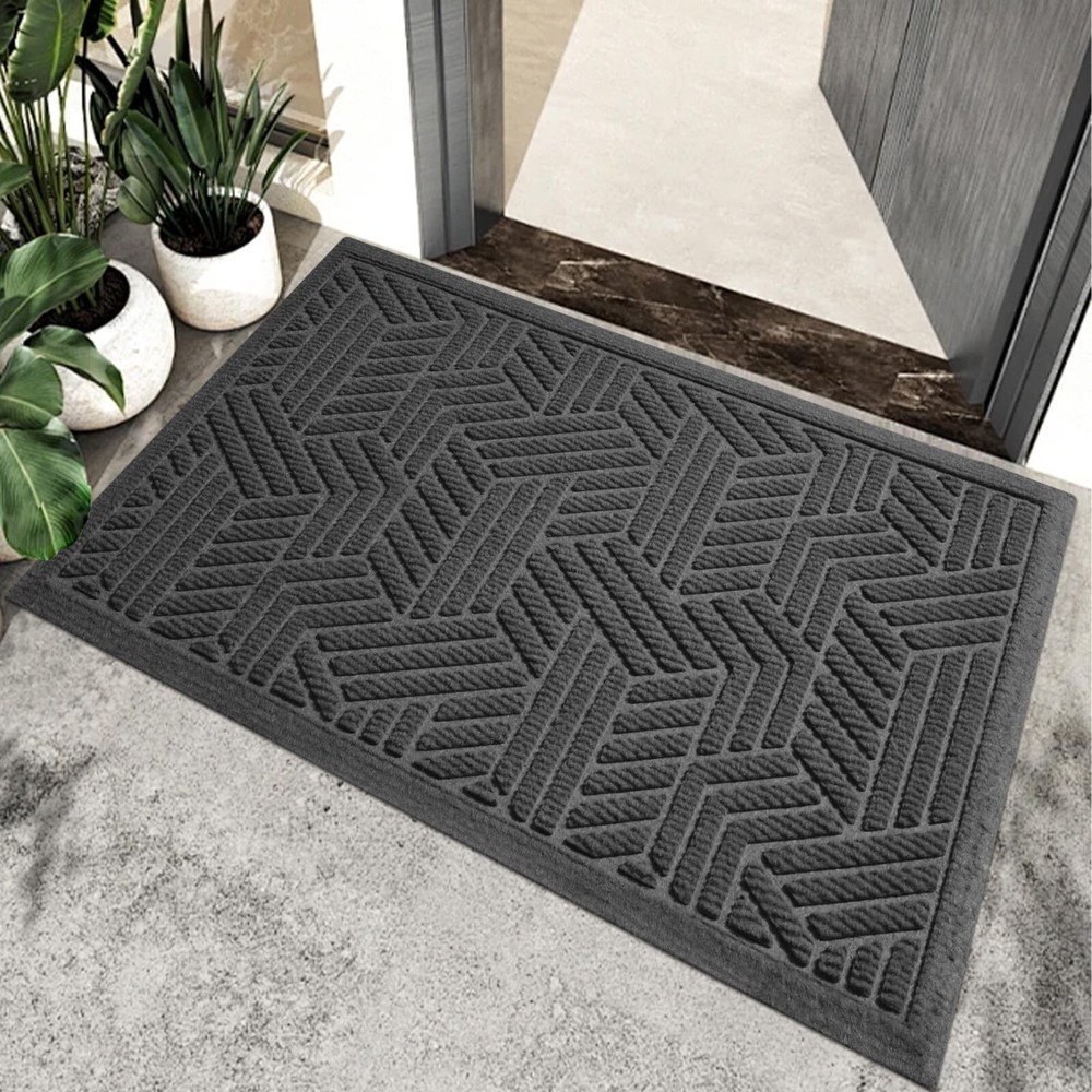 Sturdy Front Door Mat, Absorbent Dirt Trapping Welcome Door Mats Outdoor Indo...