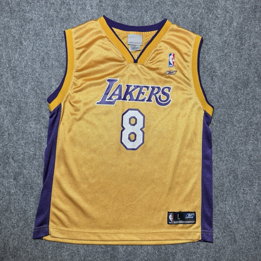 Vintage Reebok NBA Los Angeles Lakers Kobe Bryant 8 Gold Jersey Kids Youth L
