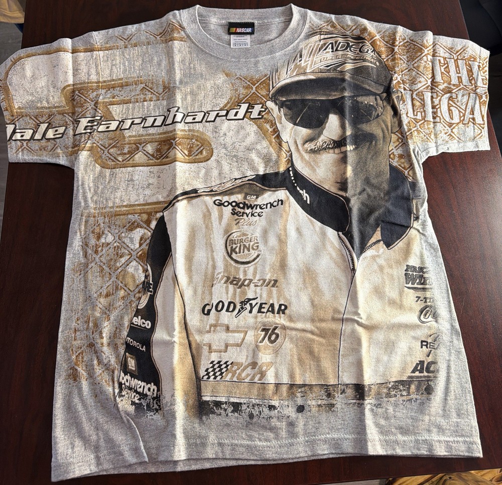 Vintage Dale Earnhardt Sr NASCAR All Over Print Shirt 7X Champ Medium