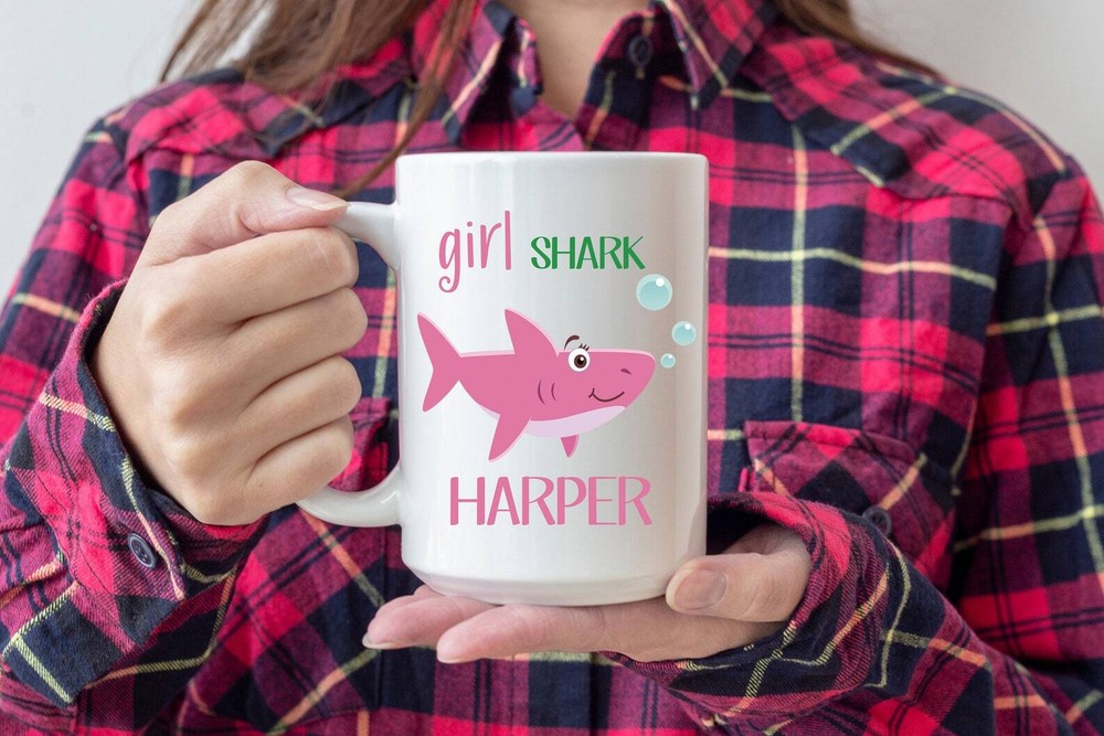Girl Shark Mug Shark Mug Shark Coffee Mug Shark Coffee Cup Personalized Shark