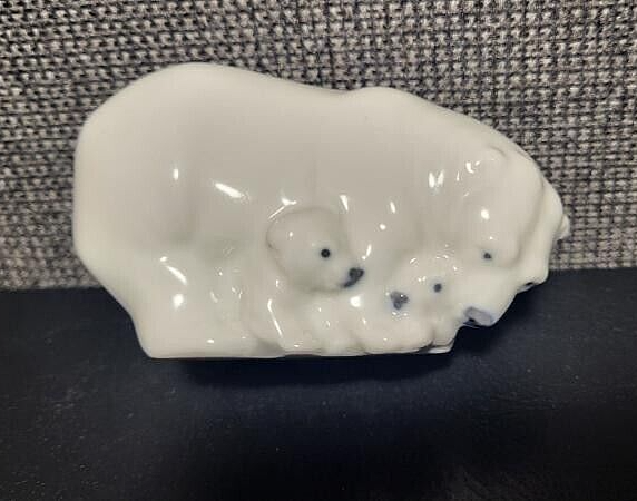 Vintage 1938 Royal Copenhagen Polar Bear with Cubs Figurine #4780