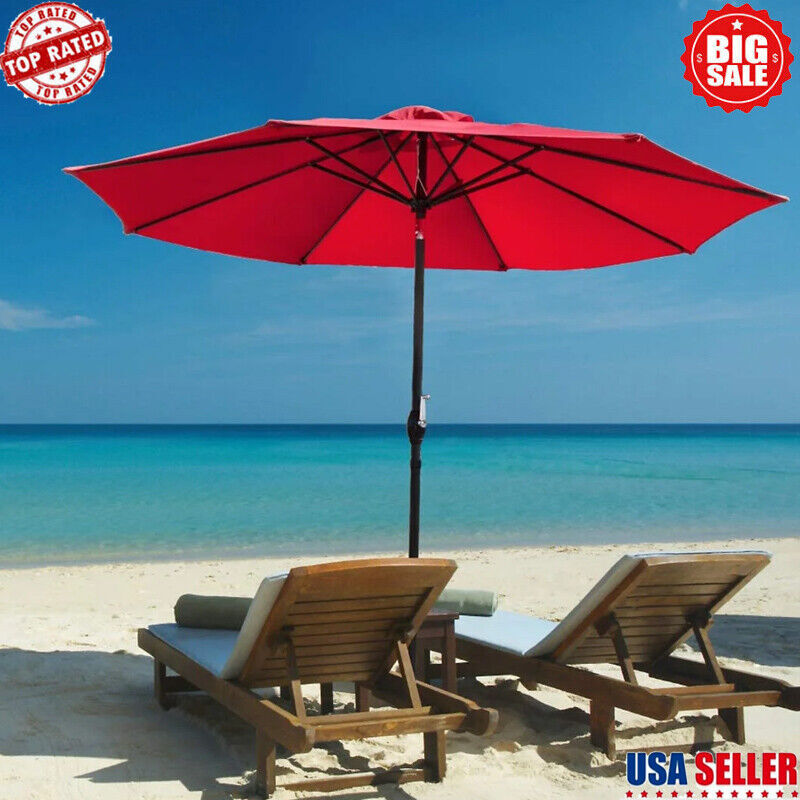 9 FT Adjustable Tilt Outdoor Patio Umbrella for Garden Deck Backyard Pool Use