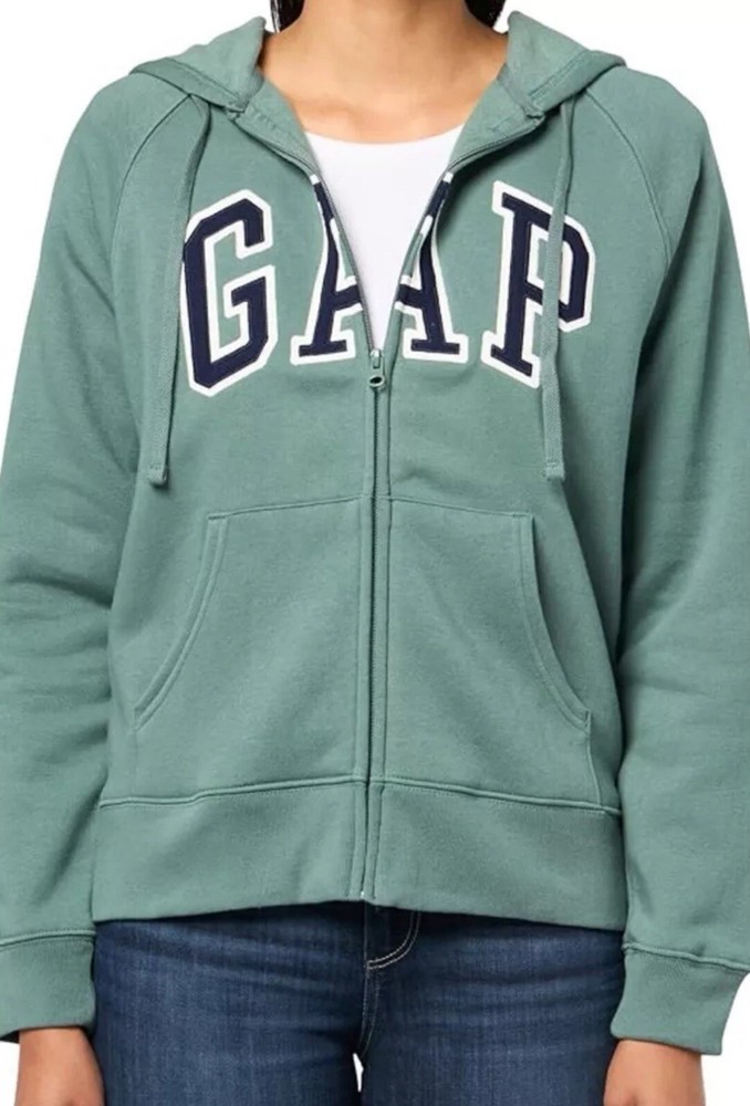 GAP Women's Logo Hoodie Full Zip Sweatshirt, Size M, Green - NEW