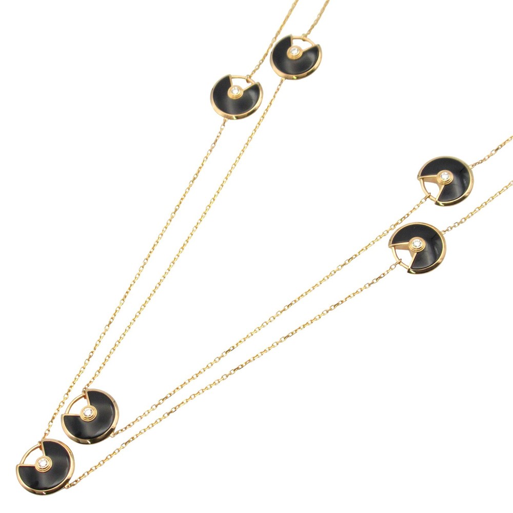 CARTIER Amulet Do 6 Motif Necklace 18KPG Pink Rose Gold Diamond Onyx Used women