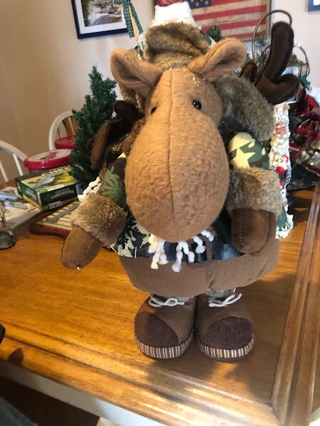 Standing Stuffed Reindeer Birdwatcher Doll 14 1/2 inches tall