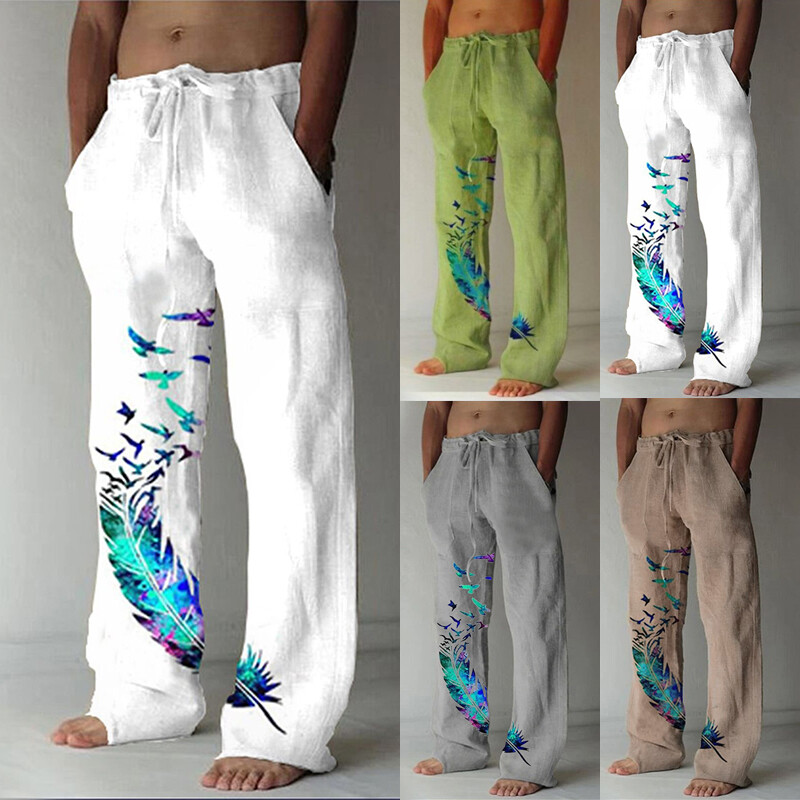 ❀Mens Harem Pants Casual Cotton Linen Baggy Loose Oversized Yoga Hippy Trousers
