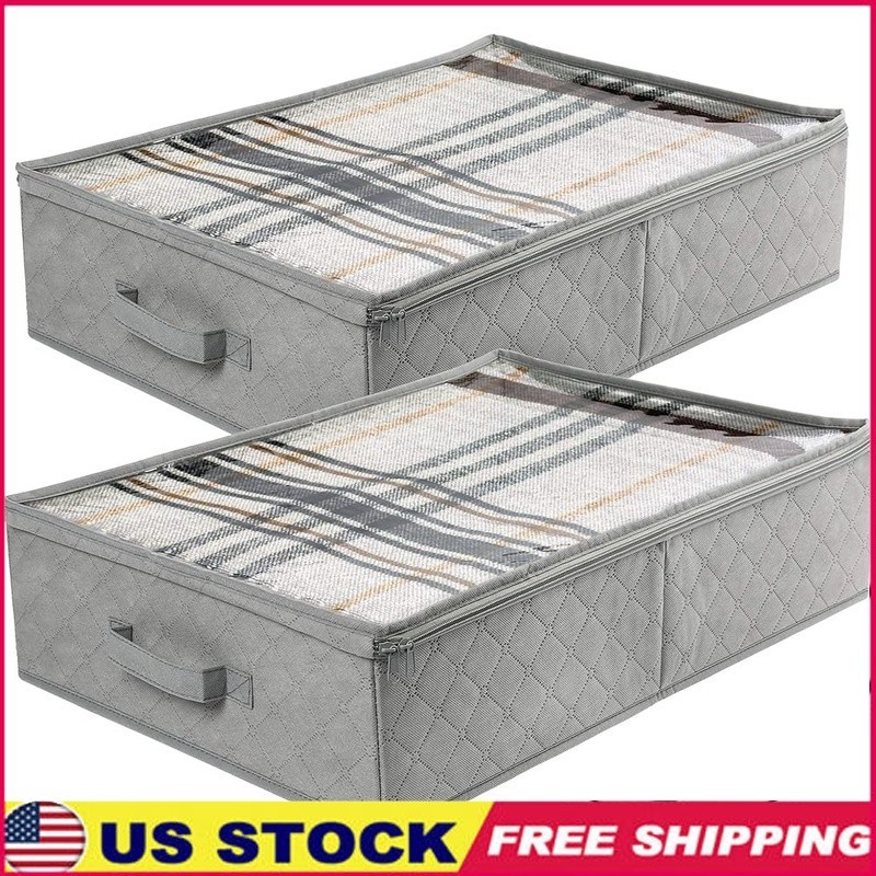 Foldable Underbed Storage Bags W/ Clear Window Zipper Closure Portable Bins New