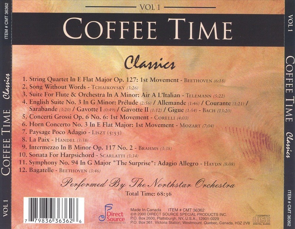 VARIOUS ARTISTS COFFEE TIME CLASSICS, VOL. 1 NEW CD