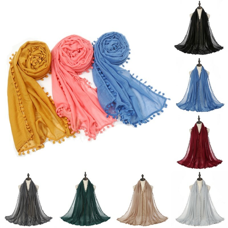 Women's Soft Cotton Linen Long Scarf Wrap Shawl Turban Head Cover