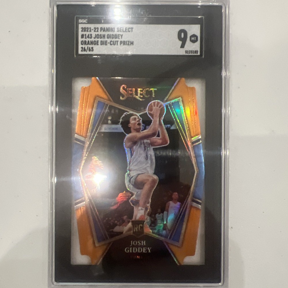2021-22 Panini Select Josh Giddey Premier Orange Prizm Color Match /65 SGC 9