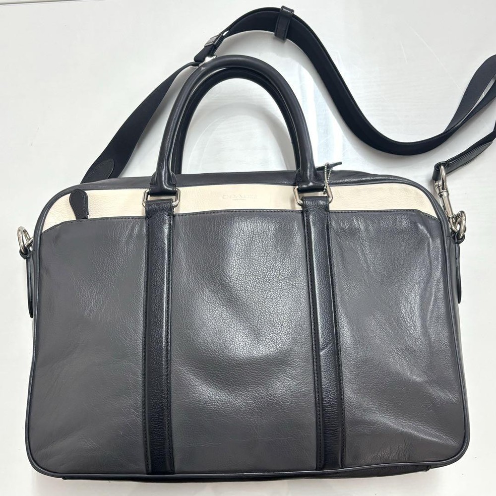 Coach F56018 2Way Shoulder Bag Briefcase Gray White Ivory