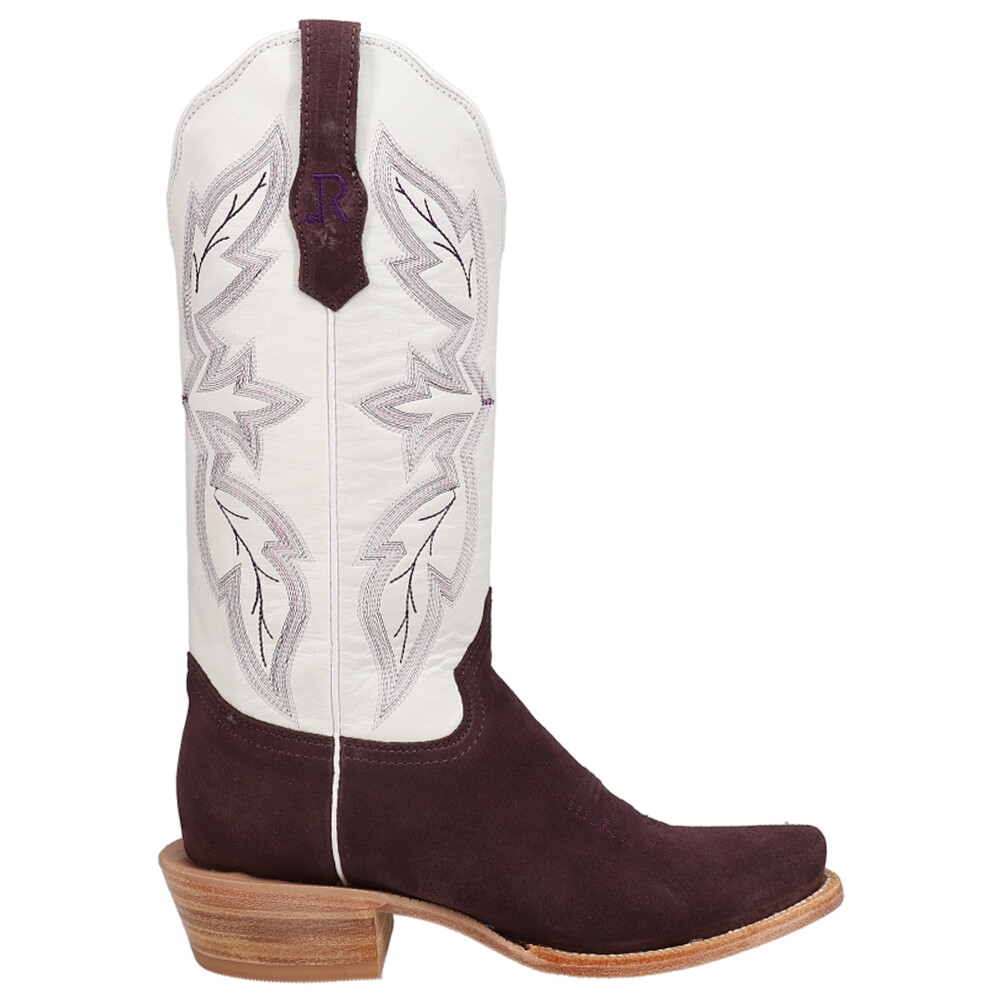 R. Watson Boots Rough Out Plum Embroidered Narrow Square Toe Cowboy  Womens Size