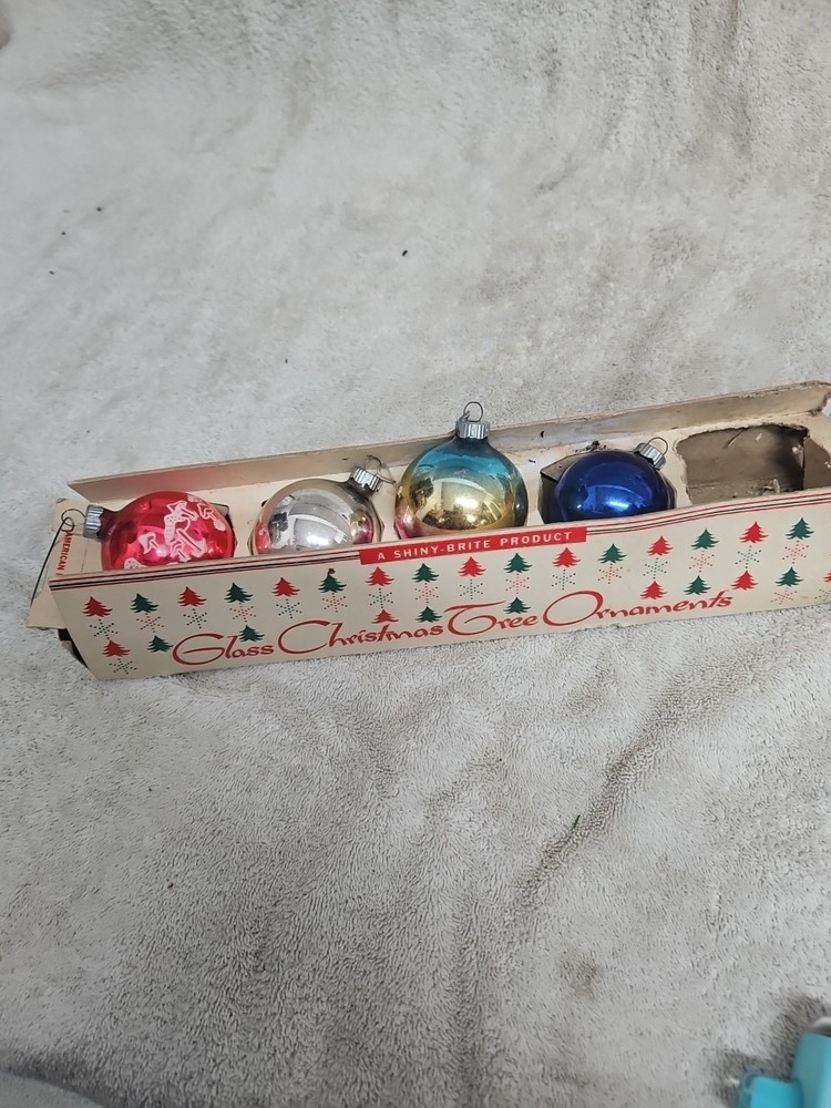 vintage glass christmas tree ornaments lot shiny
