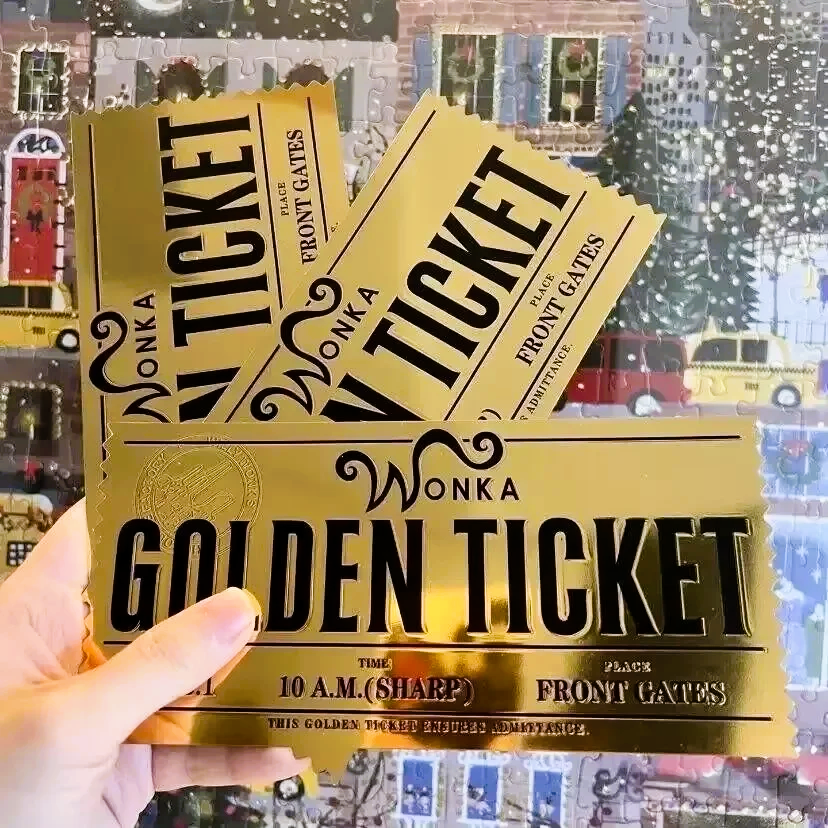 Wonka Golden Ticket Replica Collectible Chocolate Factory Cosplay Prop Gift-image